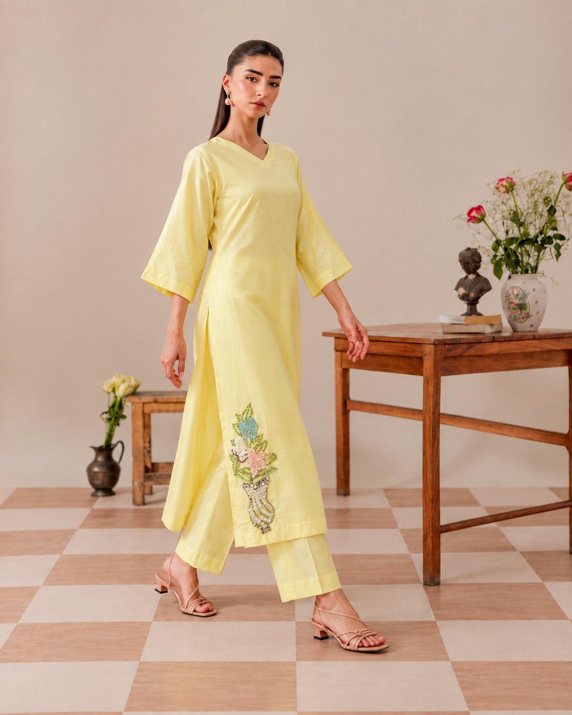 Sequin Floral Silk Lawn