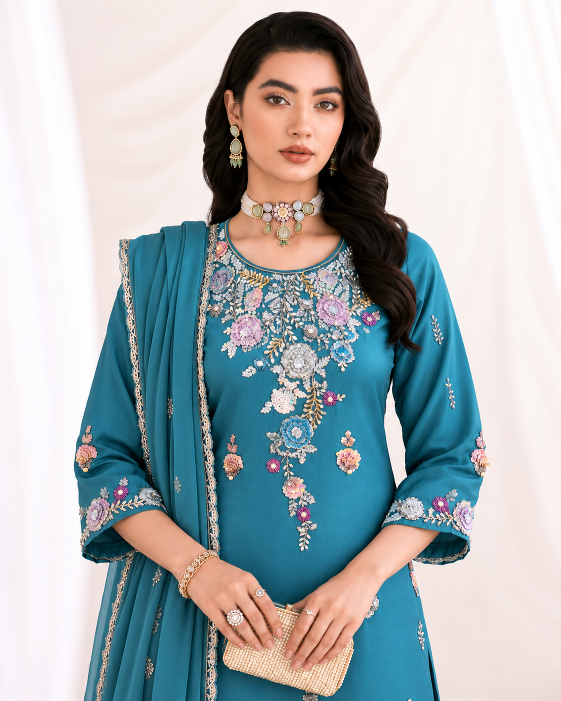 Heavy Embellished Russian Grip Silk Suit