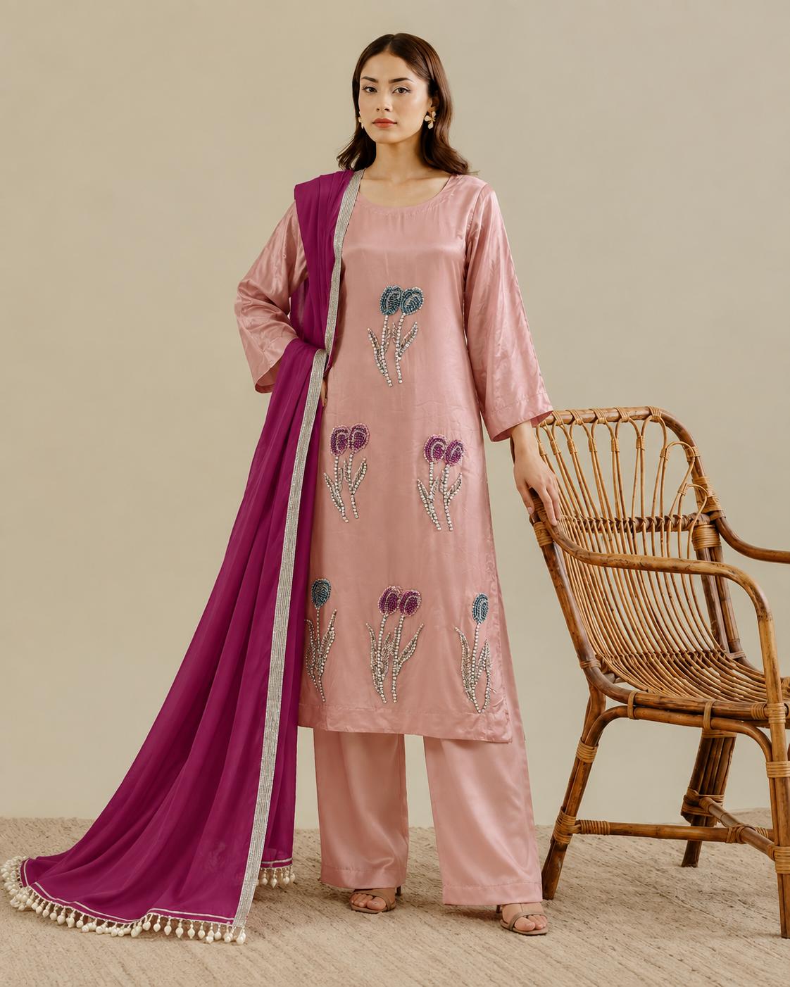Pink Tulip Russian Grip Silk Suit