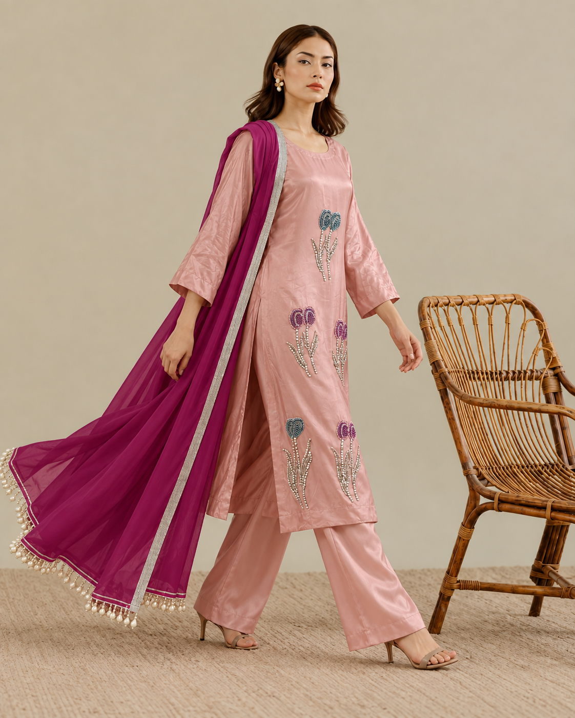 Pink Tulip Russian Grip Silk Suit