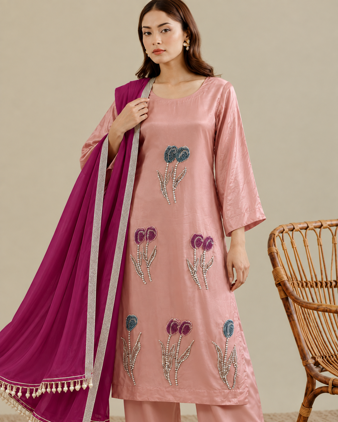 Pink Tulip Russian Grip Silk Suit