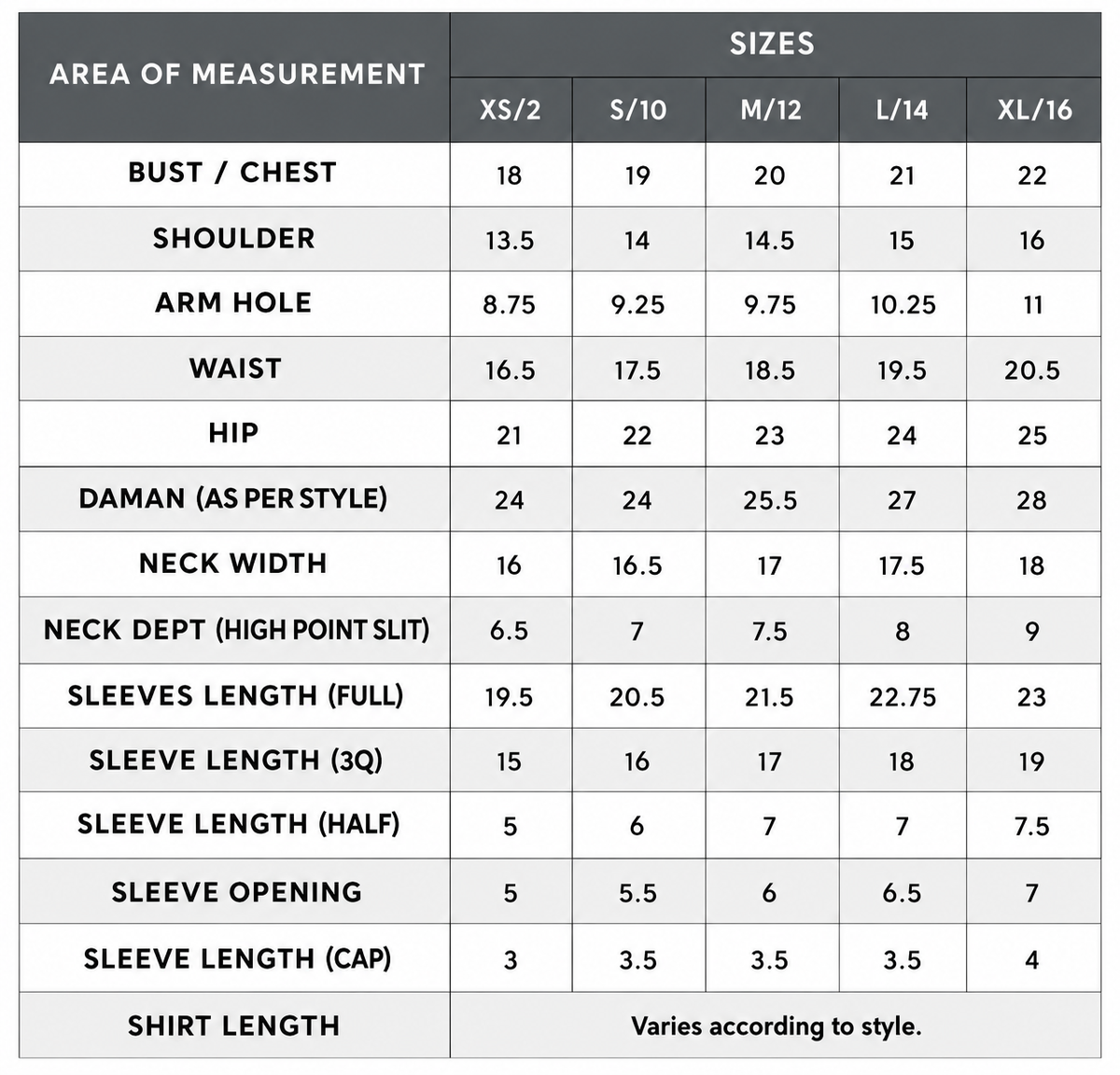 Size Guide
