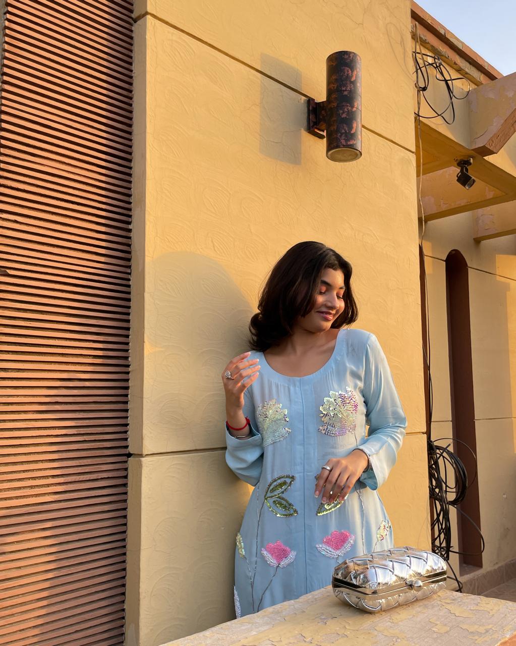sky blue classic dress