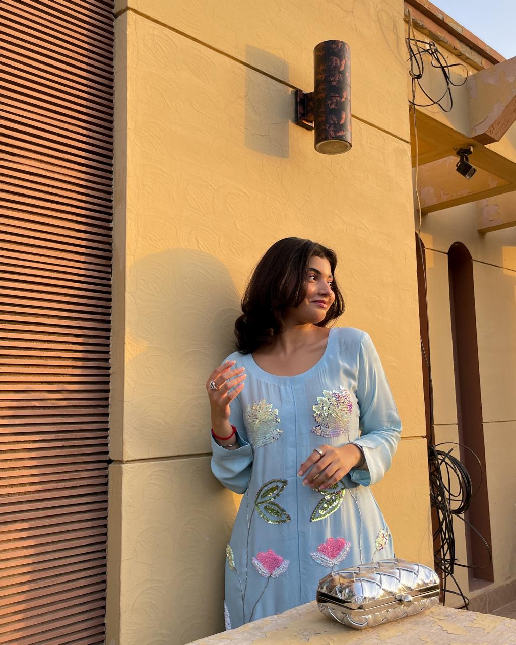 sky blue classic dress