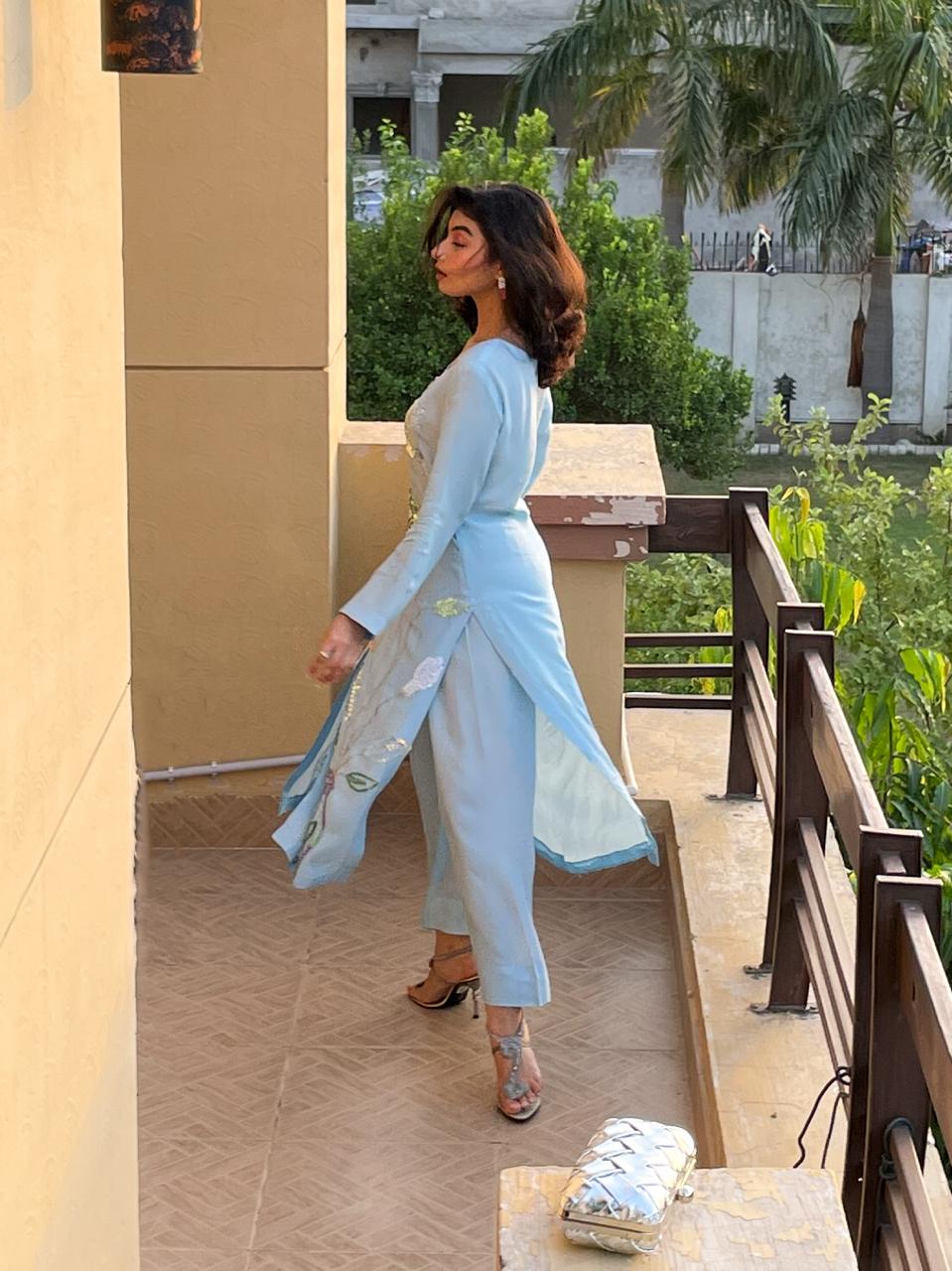 sky blue classic dress