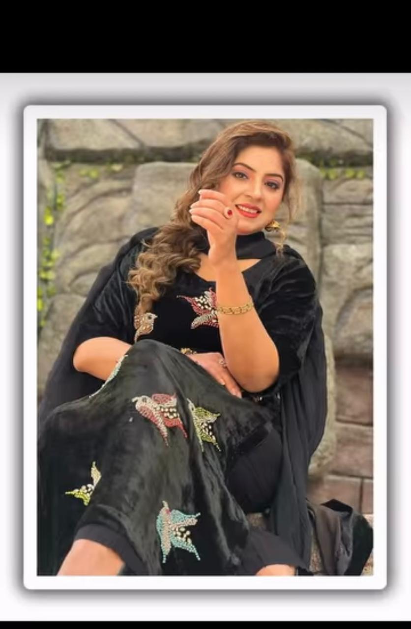 premium black color valvet dress