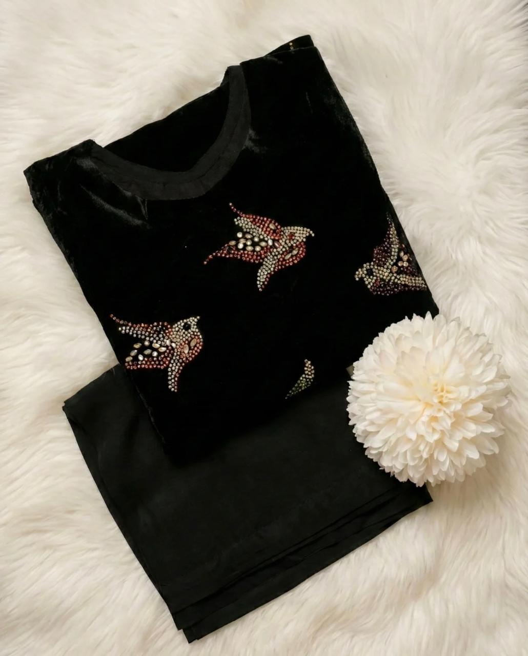premium black color valvet dress