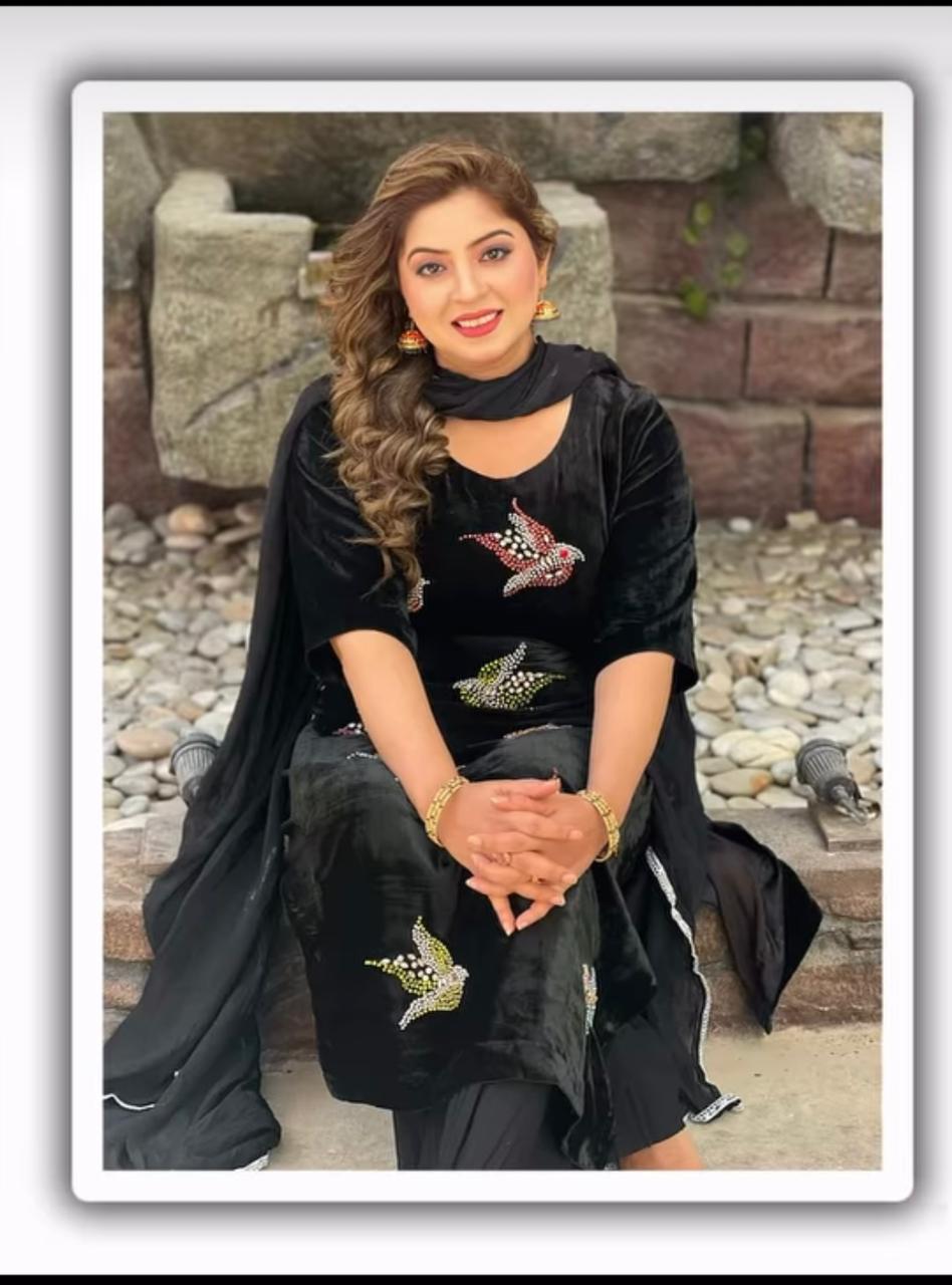 premium black color valvet dress