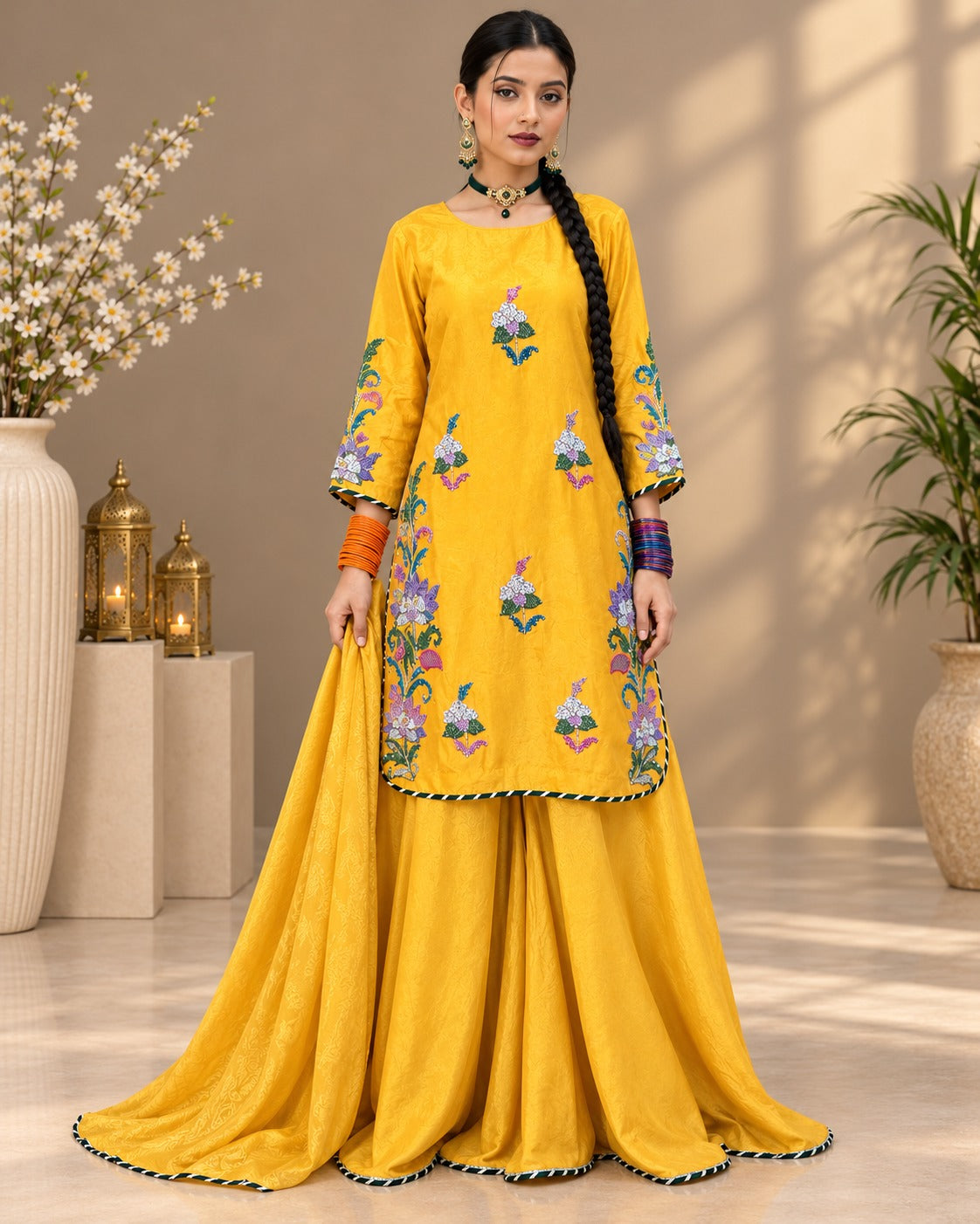 Marigold Embroidered Festive Set