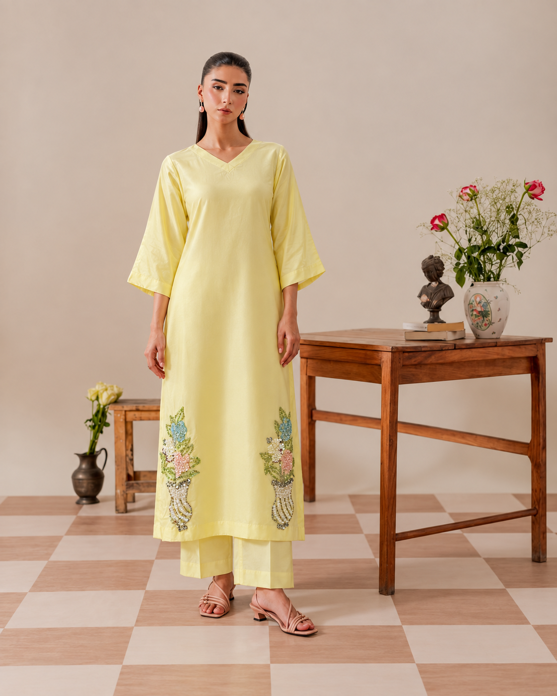 Sequin Floral Silk Lawn